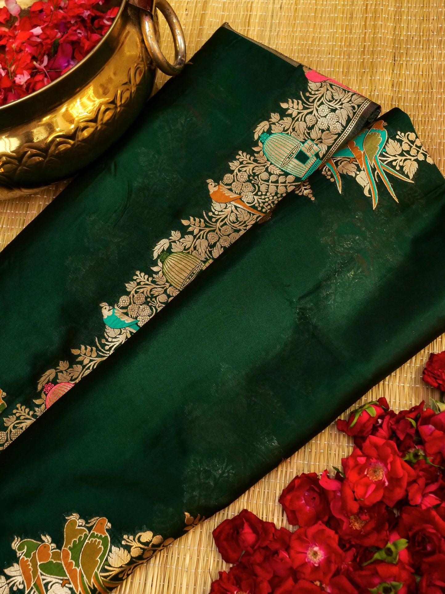 Banarasi Silk Saree with Paithani Stripe Work