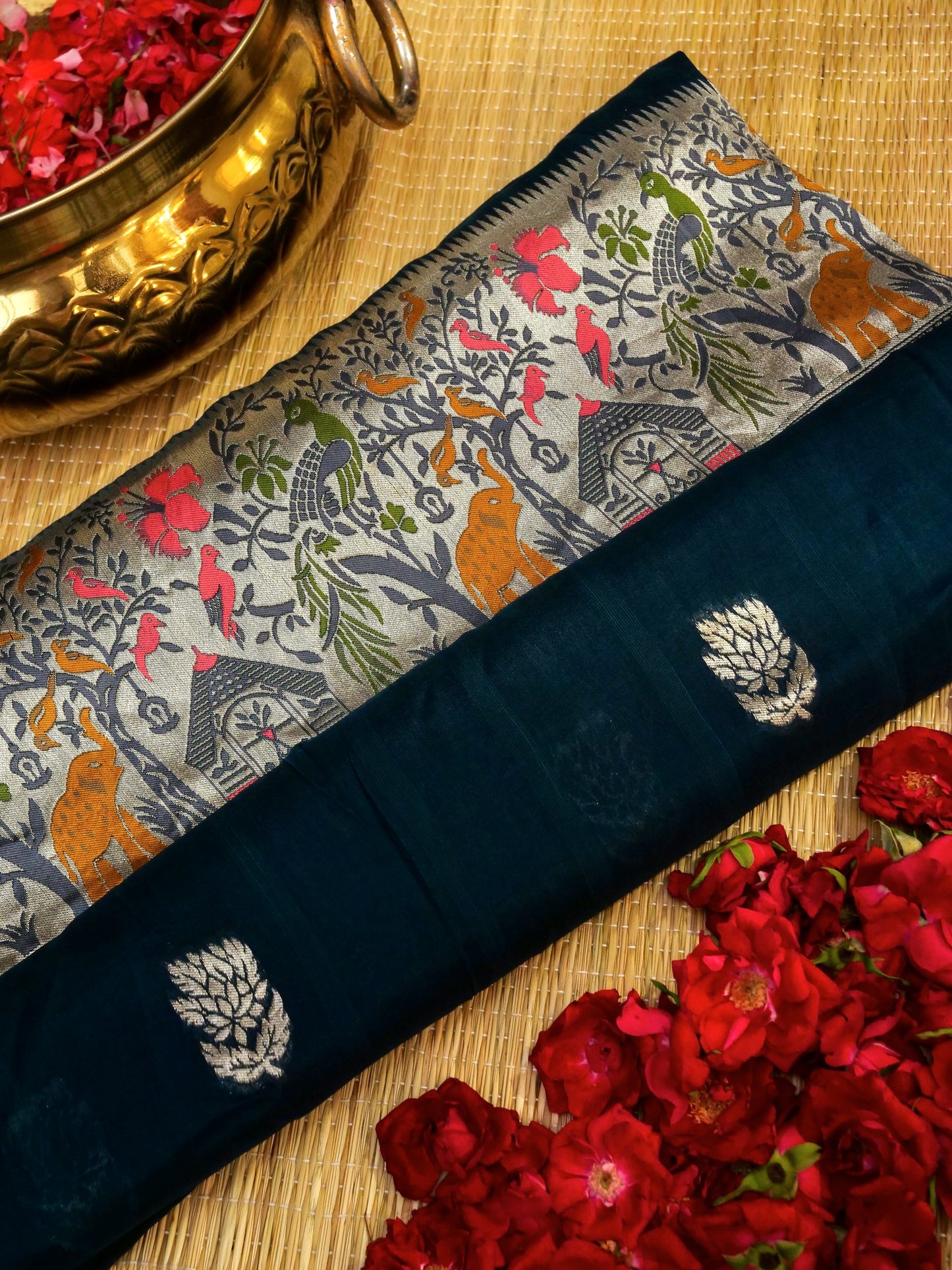 Banarasi Silk Saree with Floral Border Design