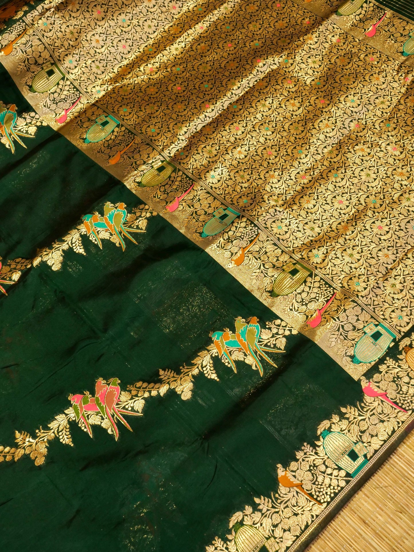 Banarasi Silk Saree with Paithani Stripe Work