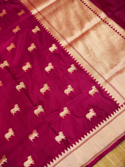 Pure Banarasi Katan Silk Saree with Big Cow Buta Work