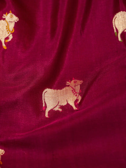 Pure Banarasi Katan Silk Saree with Big Cow Buta Work