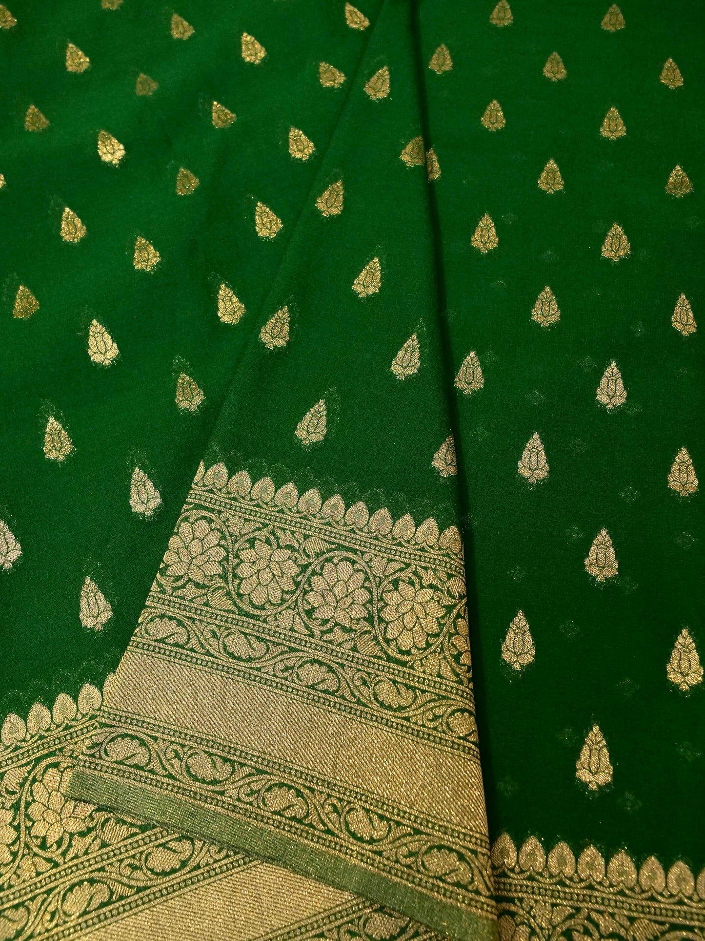 Green Khaddi Georgette Banarasi Saree with Buti Work