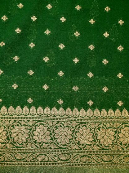 Green Khaddi Georgette Banarasi Saree with Buti Work