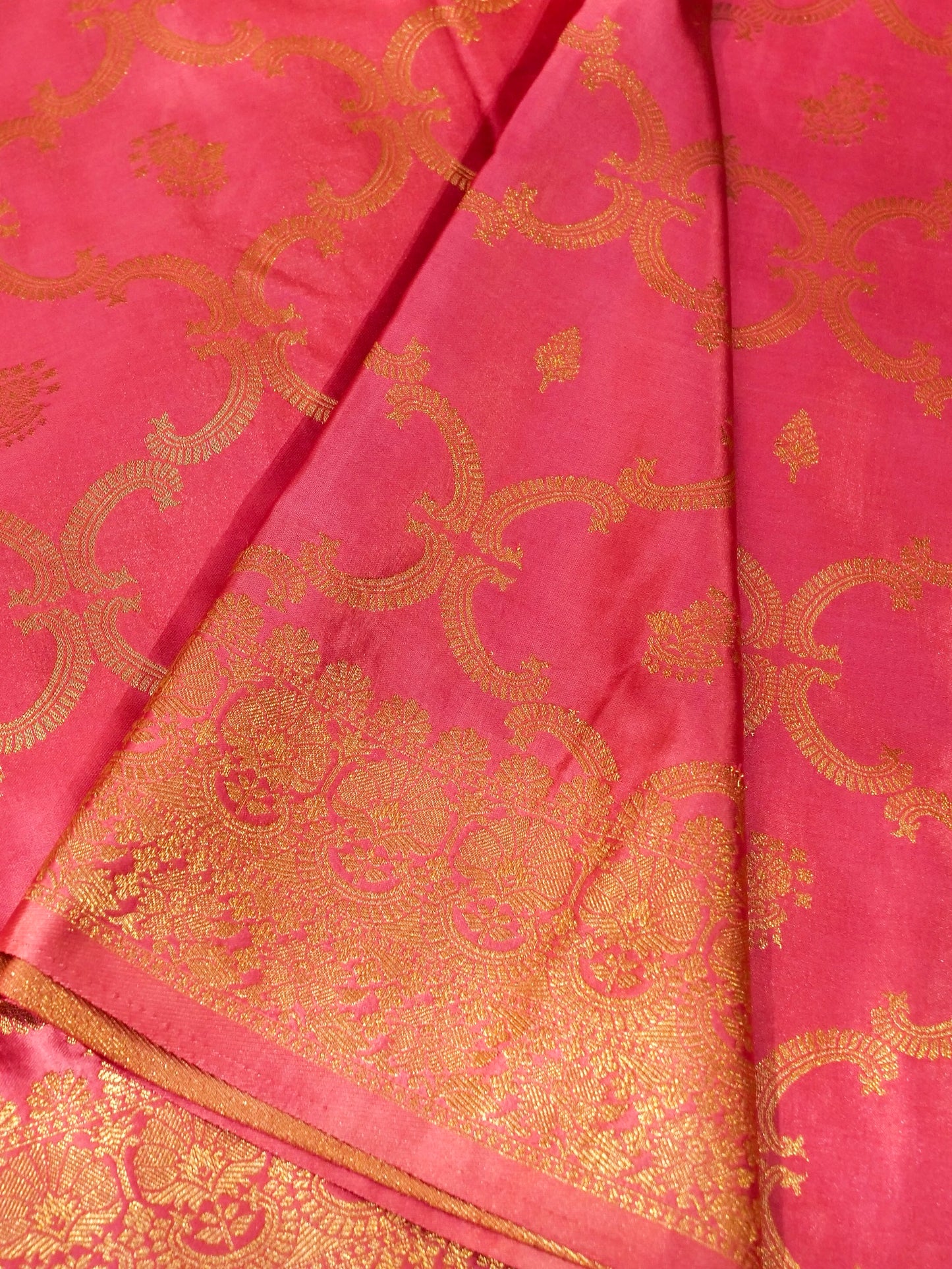 Pink Banarasi Katan Silk Saree with All Over Jaal Buti Work