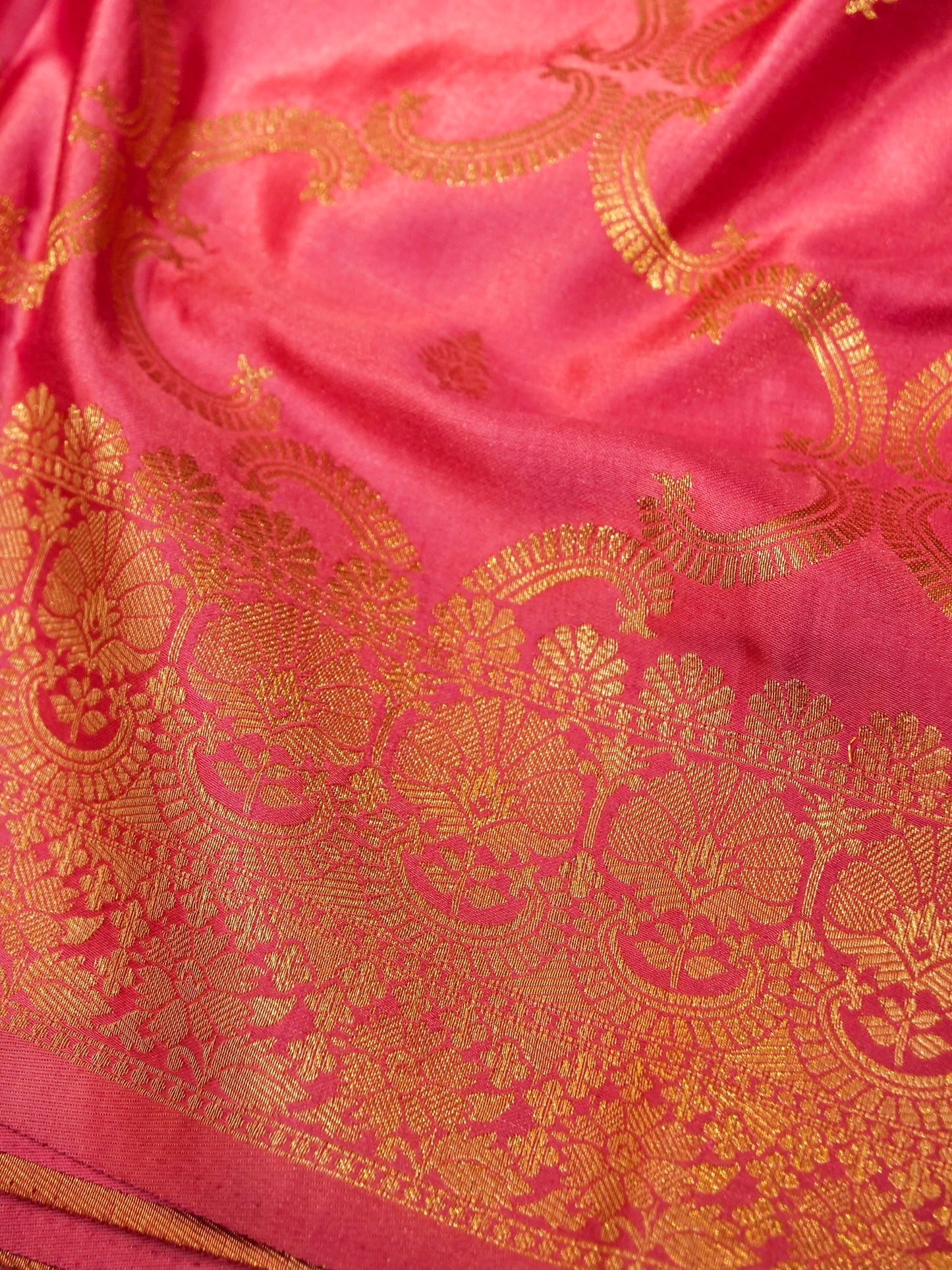 Pink Banarasi Katan Silk Saree with All Over Jaal Buti Work