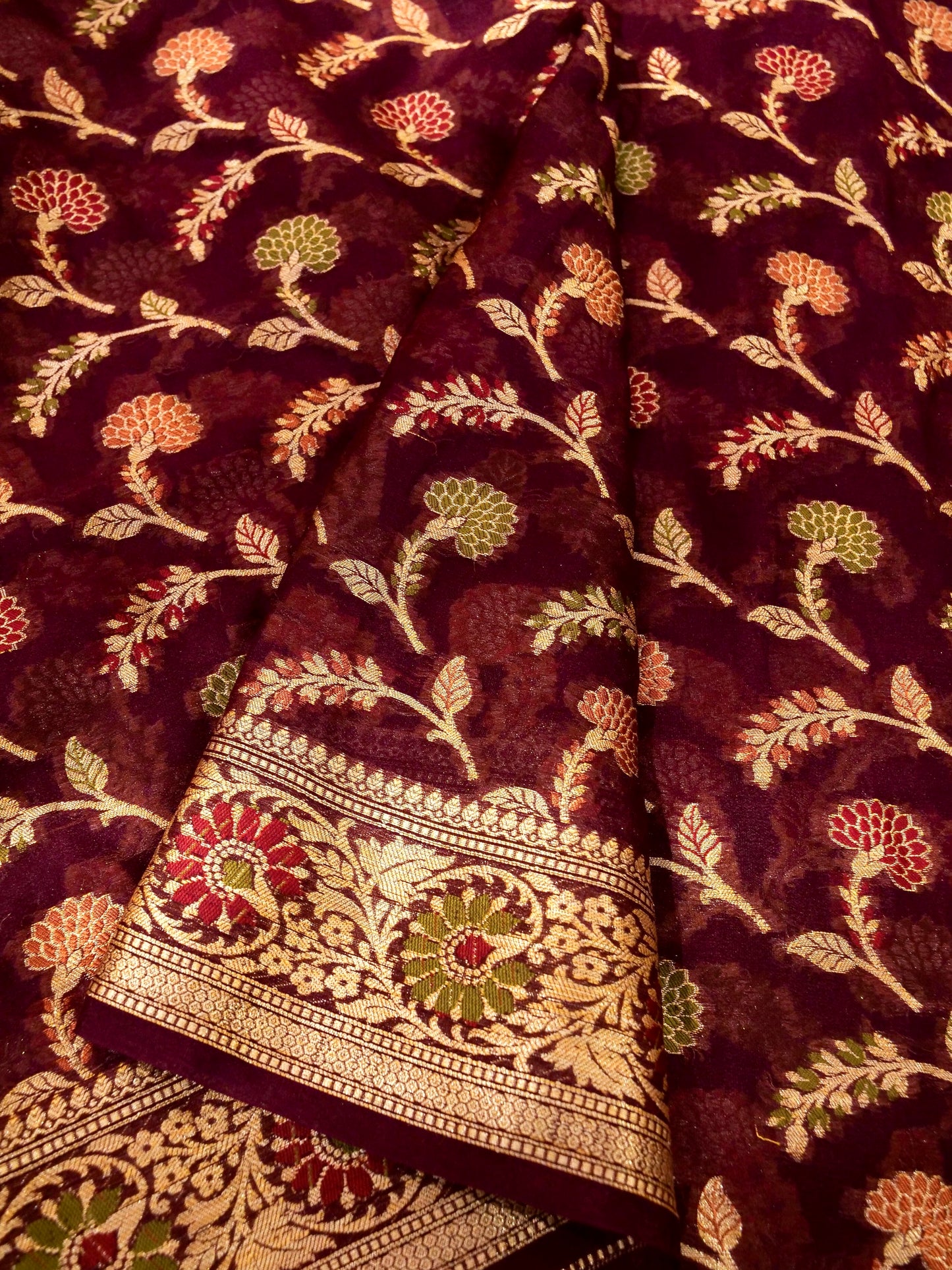 Banarasi Khaddi Georgette Saree with allover jaal Work