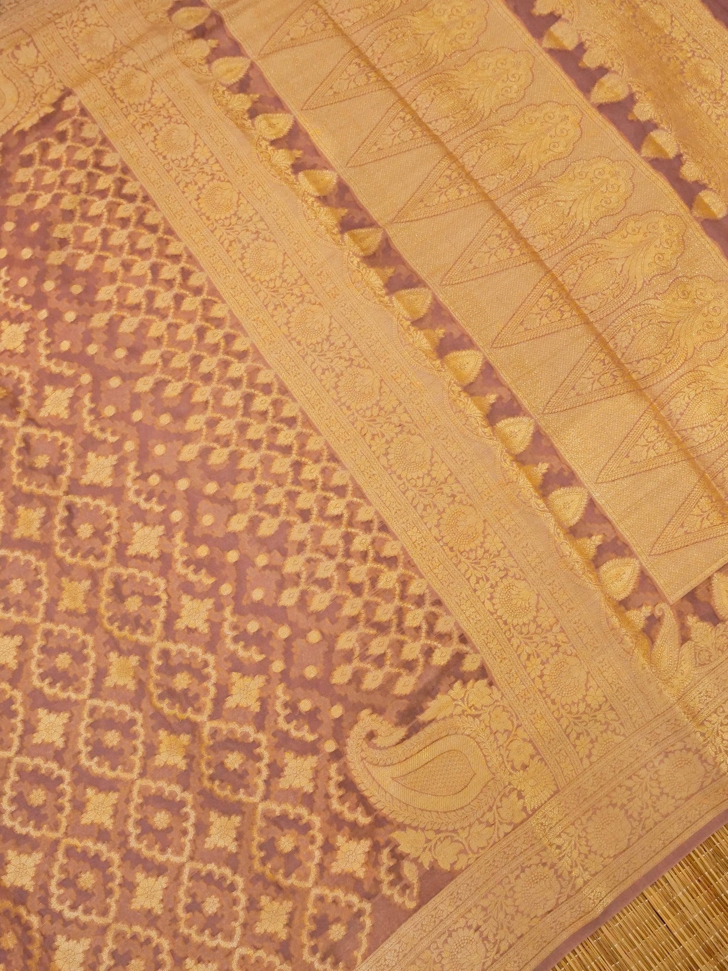 Banarasi Khaddi Georgette Saree with allover Jaal and buti work