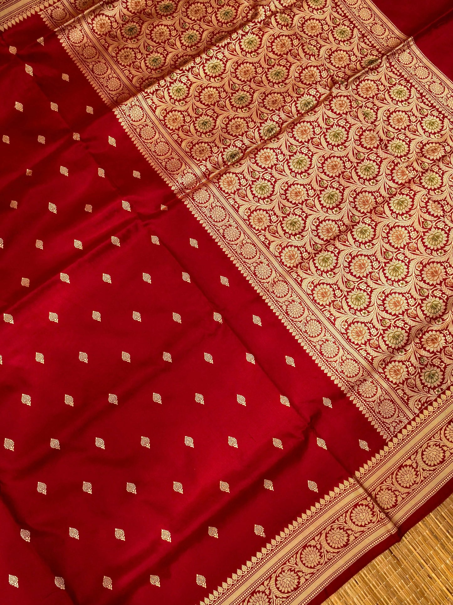 Pure Banarasi Katan Silk Saree with Allover Buti Work