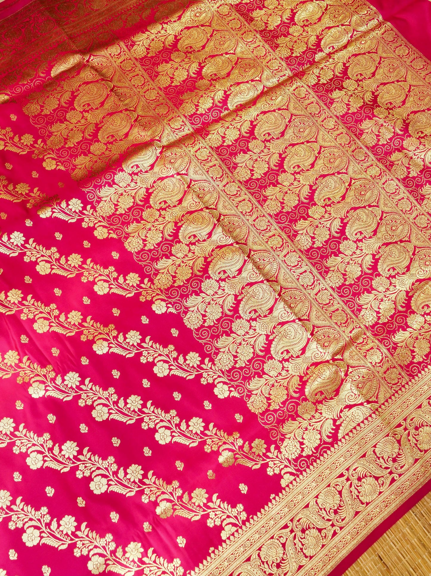 Banarasi Katan Silk Saree With Stripe Zari Work and Buti