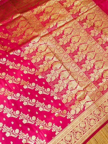 Banarasi Katan Silk Saree With Stripe Zari Work and Buti