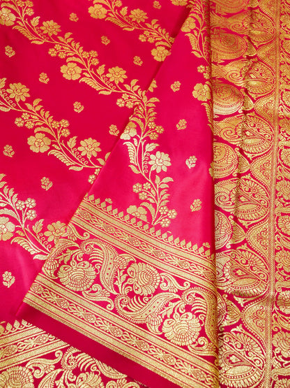 Banarasi Katan Silk Saree With Stripe Zari Work and Buti