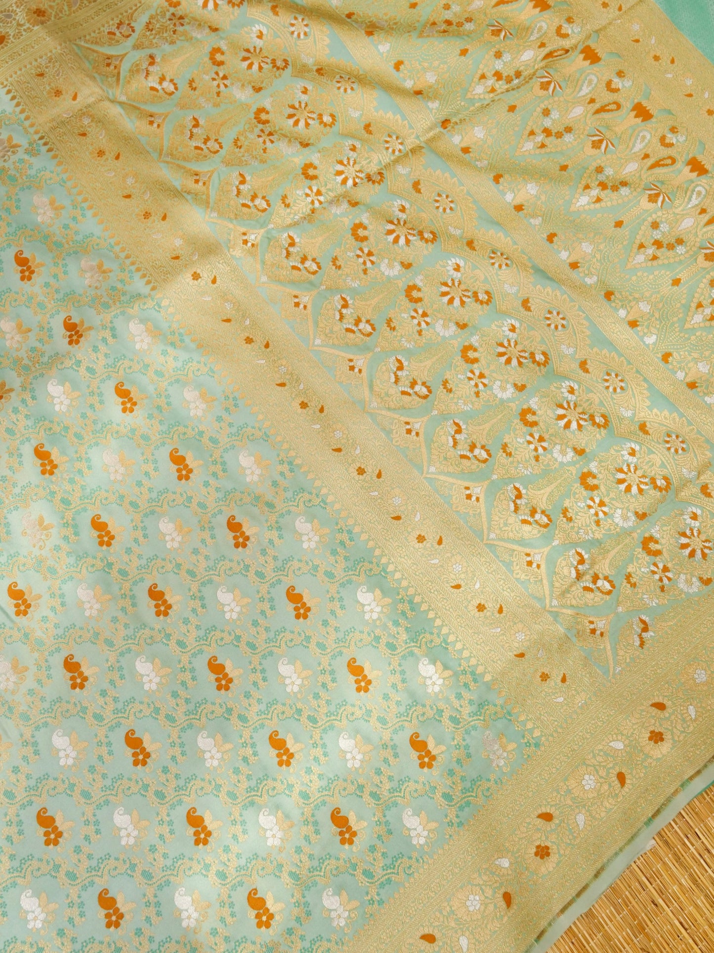 Banarasi Katan Silk Saree with allover Jaal and Buti Work